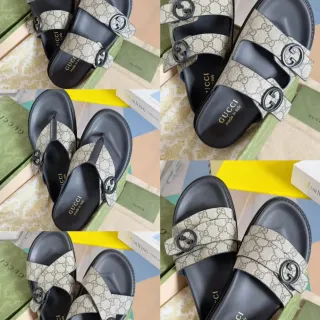 Gucci Ophidia GG Monogram Double-Strap Slide Slippers