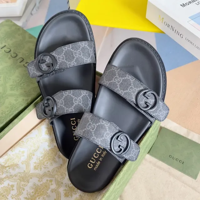 Gucci Ophidia GG Monogram Double-Strap Slide Slippers 4