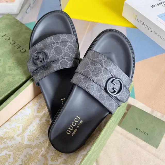 Gucci Ophidia GG Monogram Double-Strap Slide Slippers 7