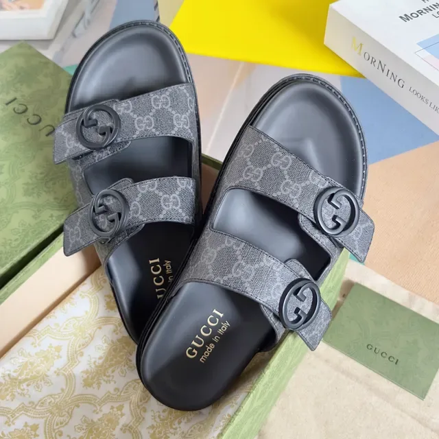 Gucci Ophidia GG Monogram Double-Strap Slide Slippers 8