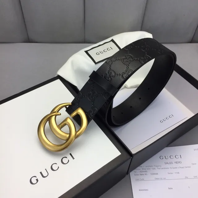 Gucci Ophidia Interlocking G إبزة ذهبية حزام جلد أسود 4