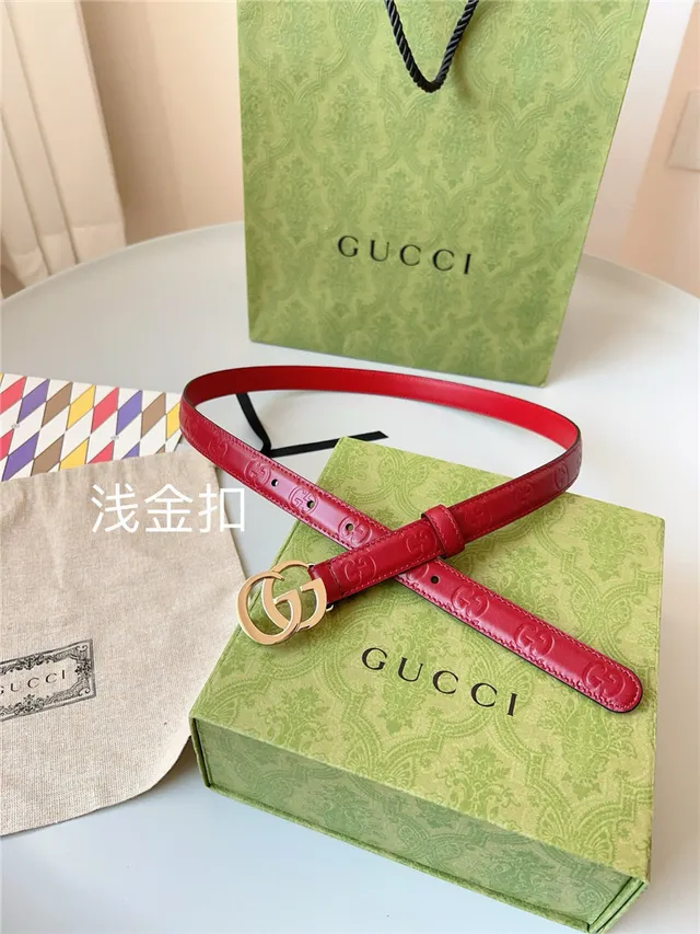 Gucci Ophidia Red Embossed GG Leather Belt 22