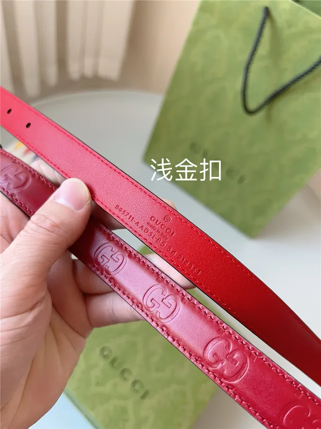Gucci Ophidia Red Embossed GG Leather Belt 24