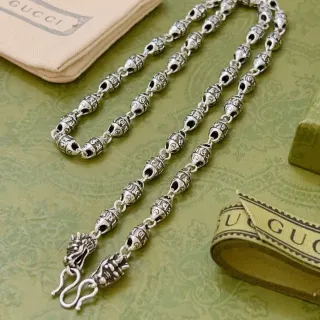 Gucci Ornate Beaded Chain Dragon-Head Clasp Necklace