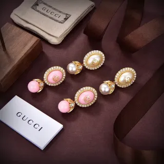 Gucci Pink Gold Pearl-and-Resin Drop Earrings
