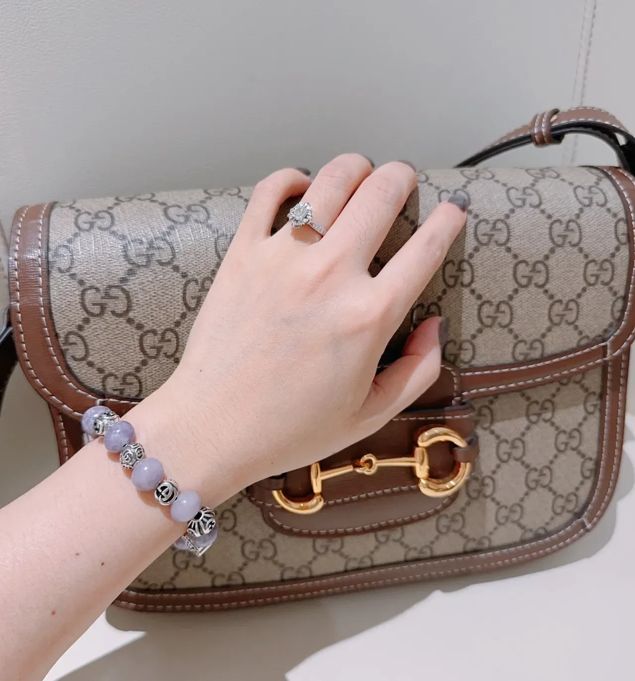 Gucci Purple Silver Beaded Metal-Charm Bracelet 5