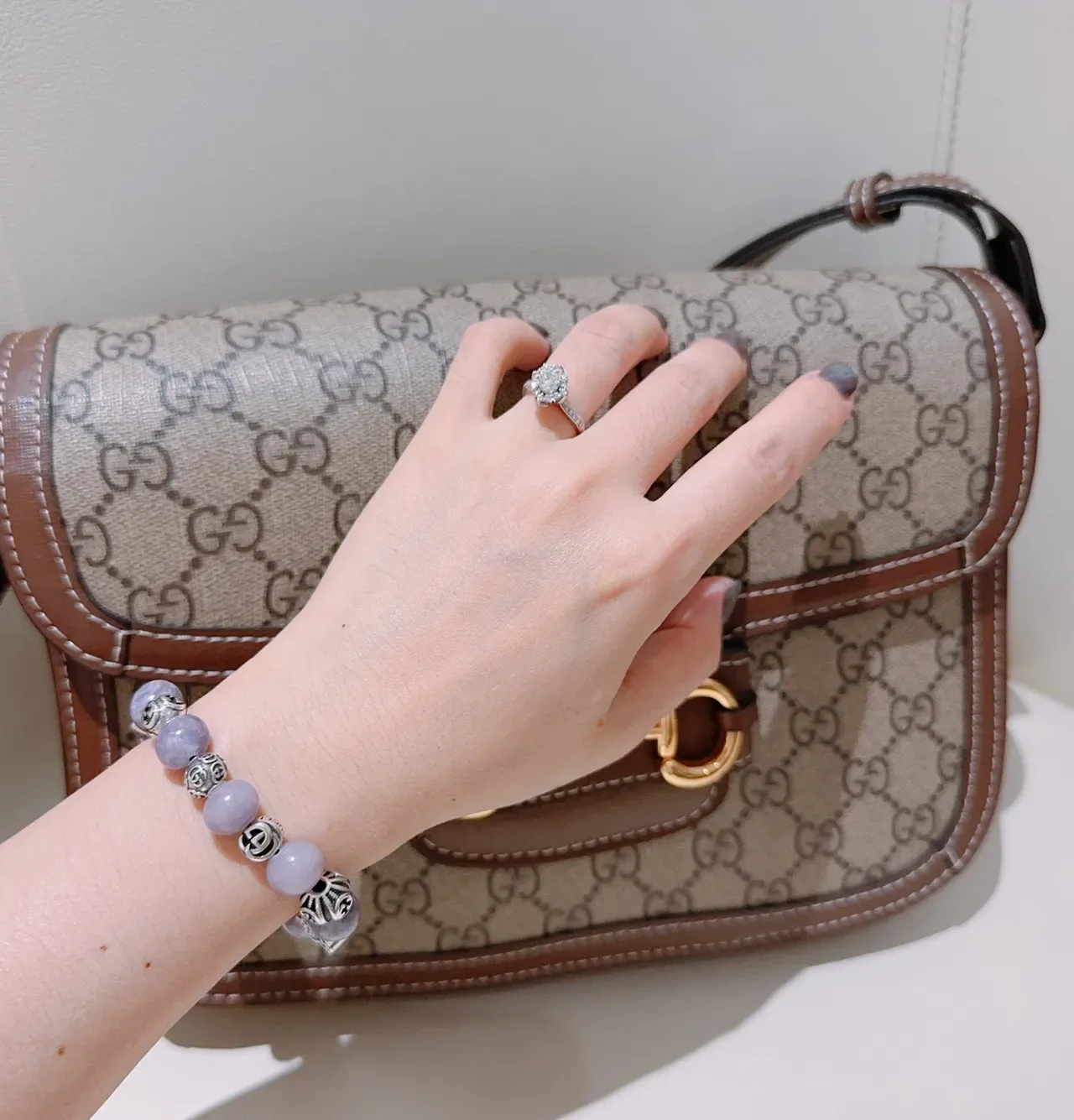 Gucci Purple Silver Beaded Metal-Charm Bracelet 8
