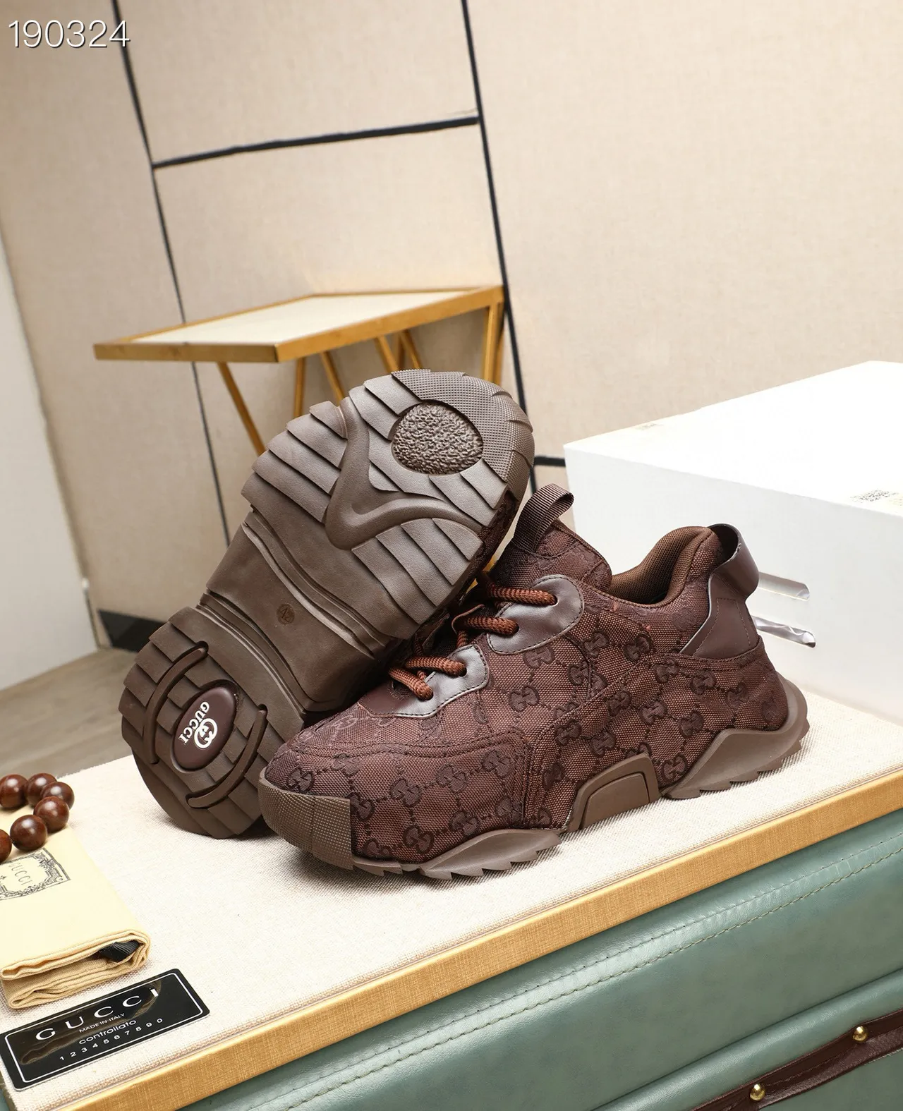 Gucci Rhyton Brown Monogrammed Chunky Sneakers 3