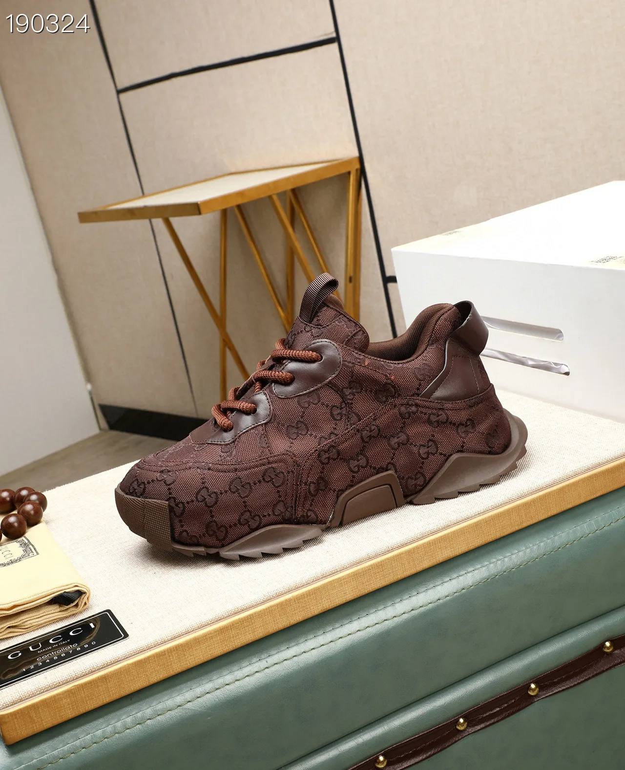 Gucci Rhyton Brown Monogrammed Chunky Sneakers 7
