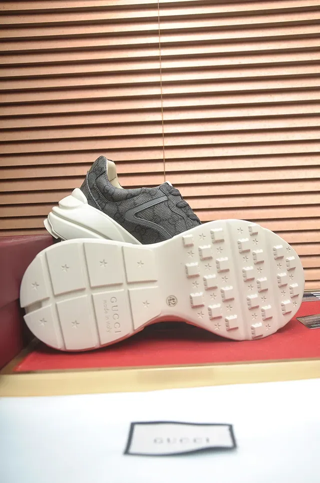 Gucci Rhyton Gray Monogram Chunky Sneakers 2