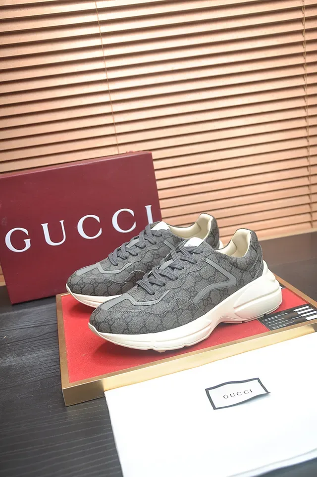 Gucci Rhyton Gray Monogram Chunky Sneakers 3