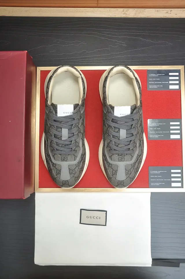 Gucci Rhyton Gray Monogram Chunky Sneakers 4
