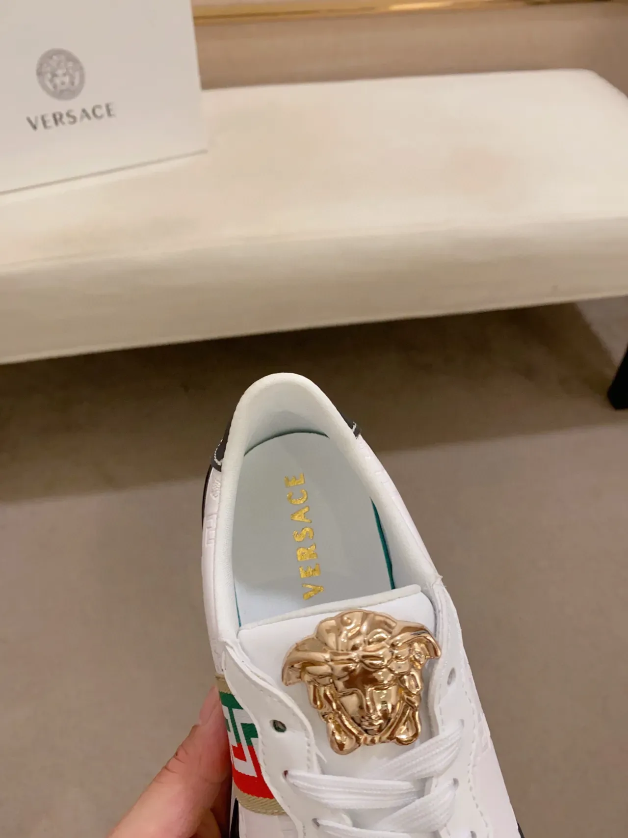 Gucci Rhyton White Black Green Red Greek Key Lifestyle Sneakers 5