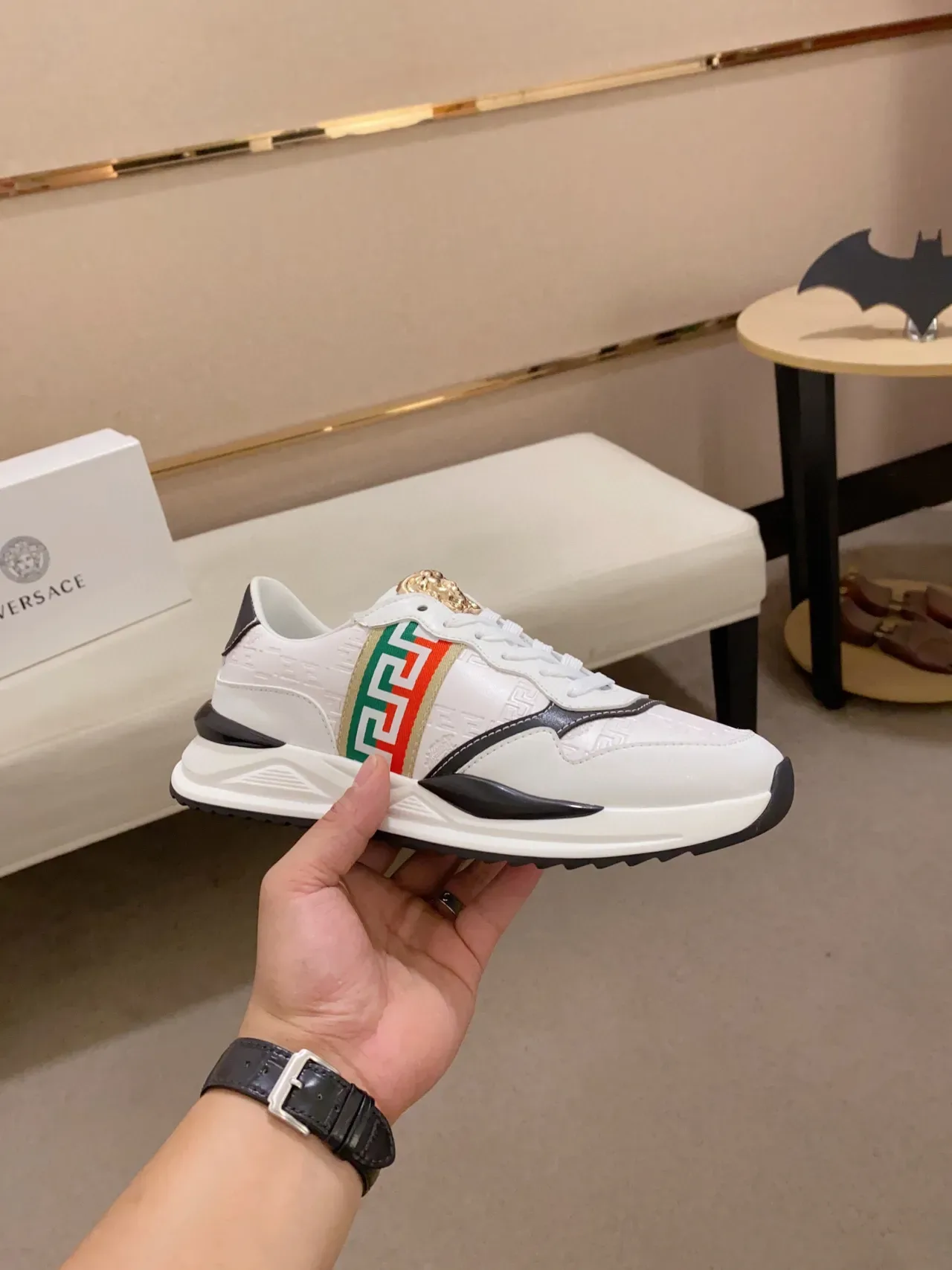 Gucci Rhyton White Black Green Red Greek Key Lifestyle Sneakers 7