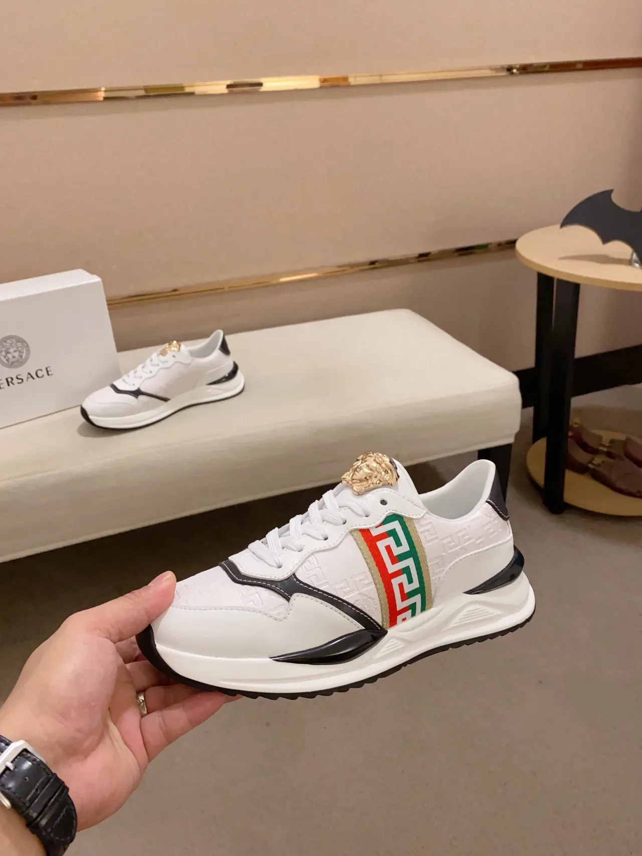 Gucci Rhyton White Black Green Red Greek Key Lifestyle Sneakers 8