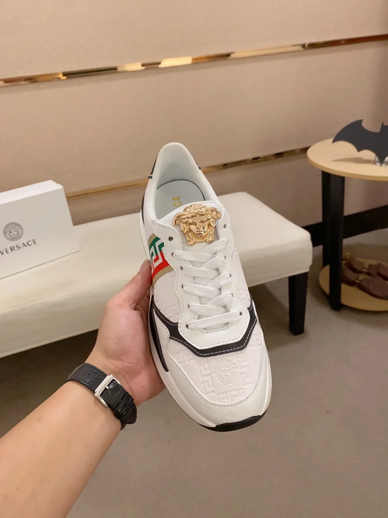 Gucci Rhyton White Black Green Red Greek Key Lifestyle Sneakers 9