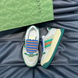 Gucci Screener Beige Green Web Stripe Slip-On Lifestyle Sneakers