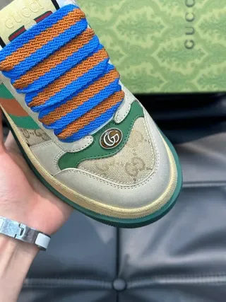 Gucci Screener Beige Green Web Stripe Slip-On Lifestyle Sneakers 3