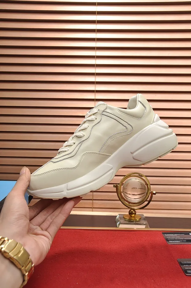 Gucci Screener Beige Red Chunky Sole Leather Upper Lifestyle Sneakers 6