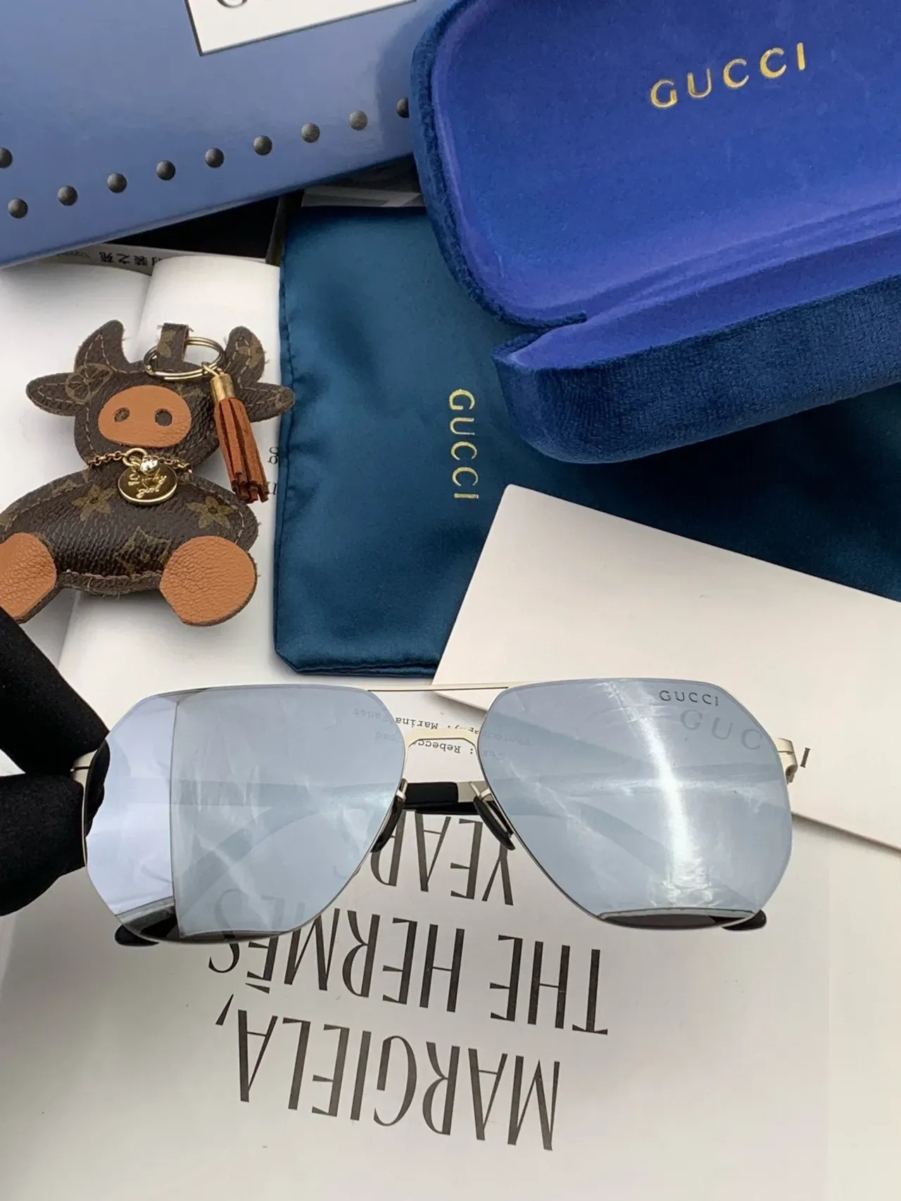 Gucci Screener Black Metal Rectangular Shield Sunglasses 5