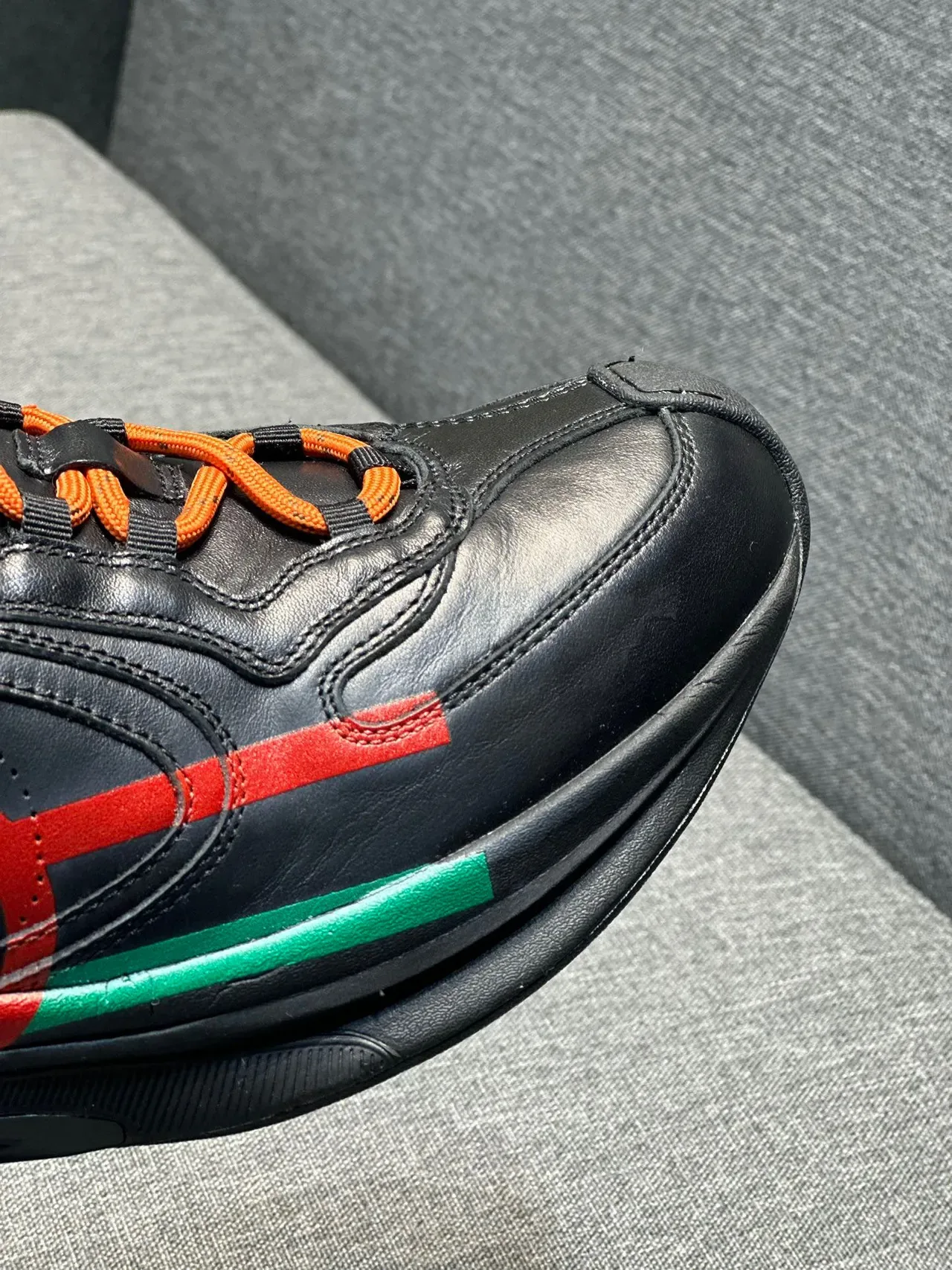 Gucci Screener Preto Laranja Vermelho Verde Tênis Lifestyle 2