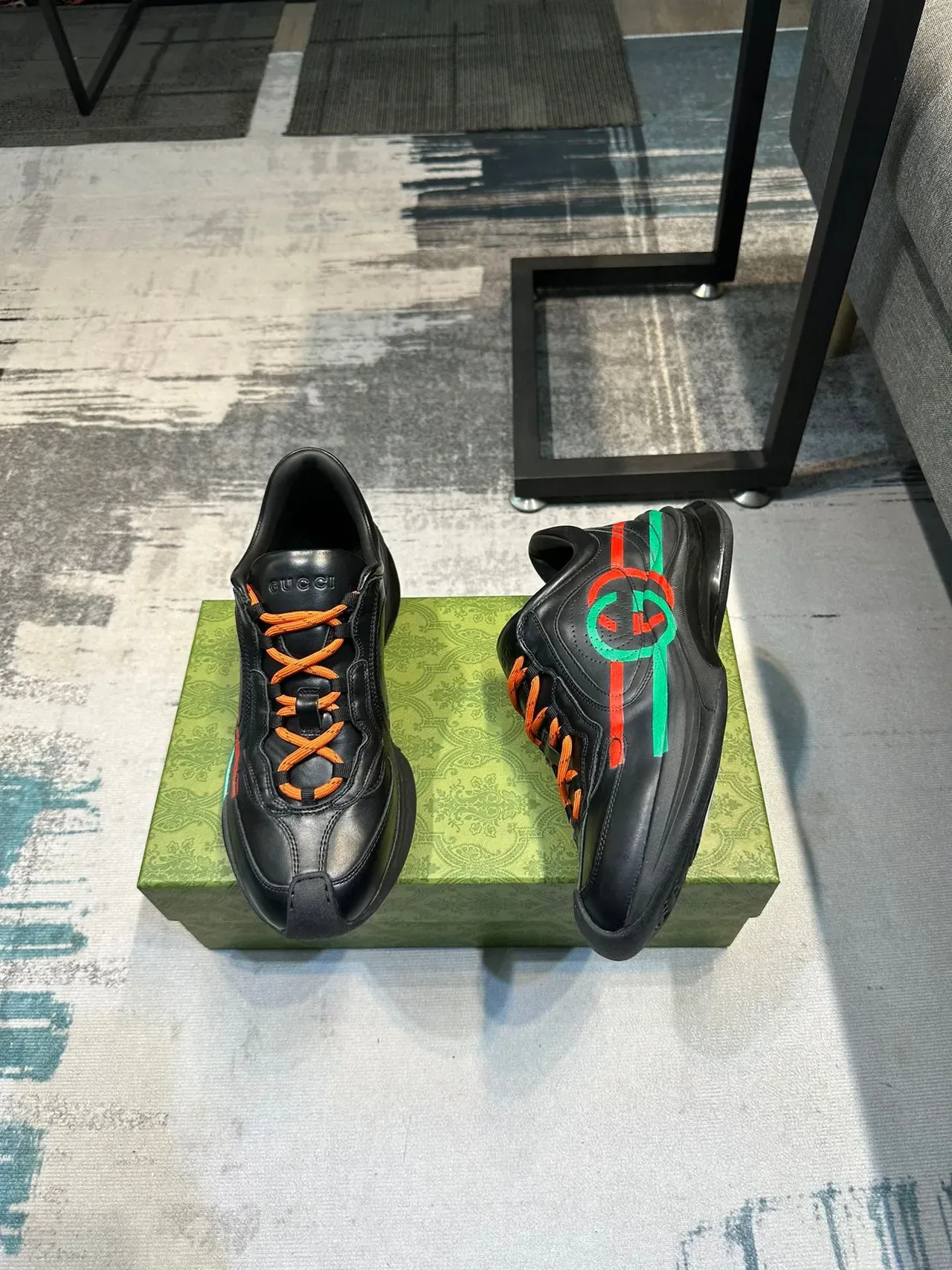 Gucci Screener Preto Laranja Vermelho Verde Tênis Lifestyle 4
