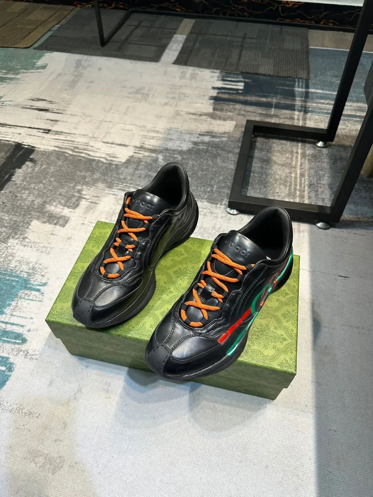 Gucci Screener Preto Laranja Vermelho Verde Tênis Lifestyle 5