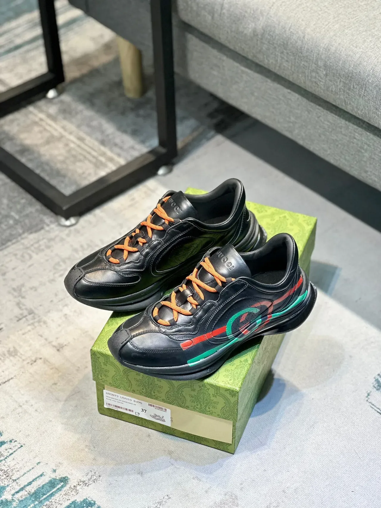 Gucci Screener Preto Laranja Vermelho Verde Tênis Lifestyle 7