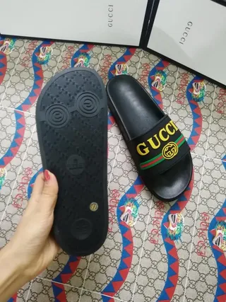 Gucci Screener Black Yellow Red Green Web Slide Slippers 2