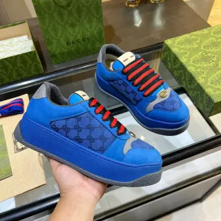 Gucci Screener Blue GG Monogram Platform Lifestyle Sneakers