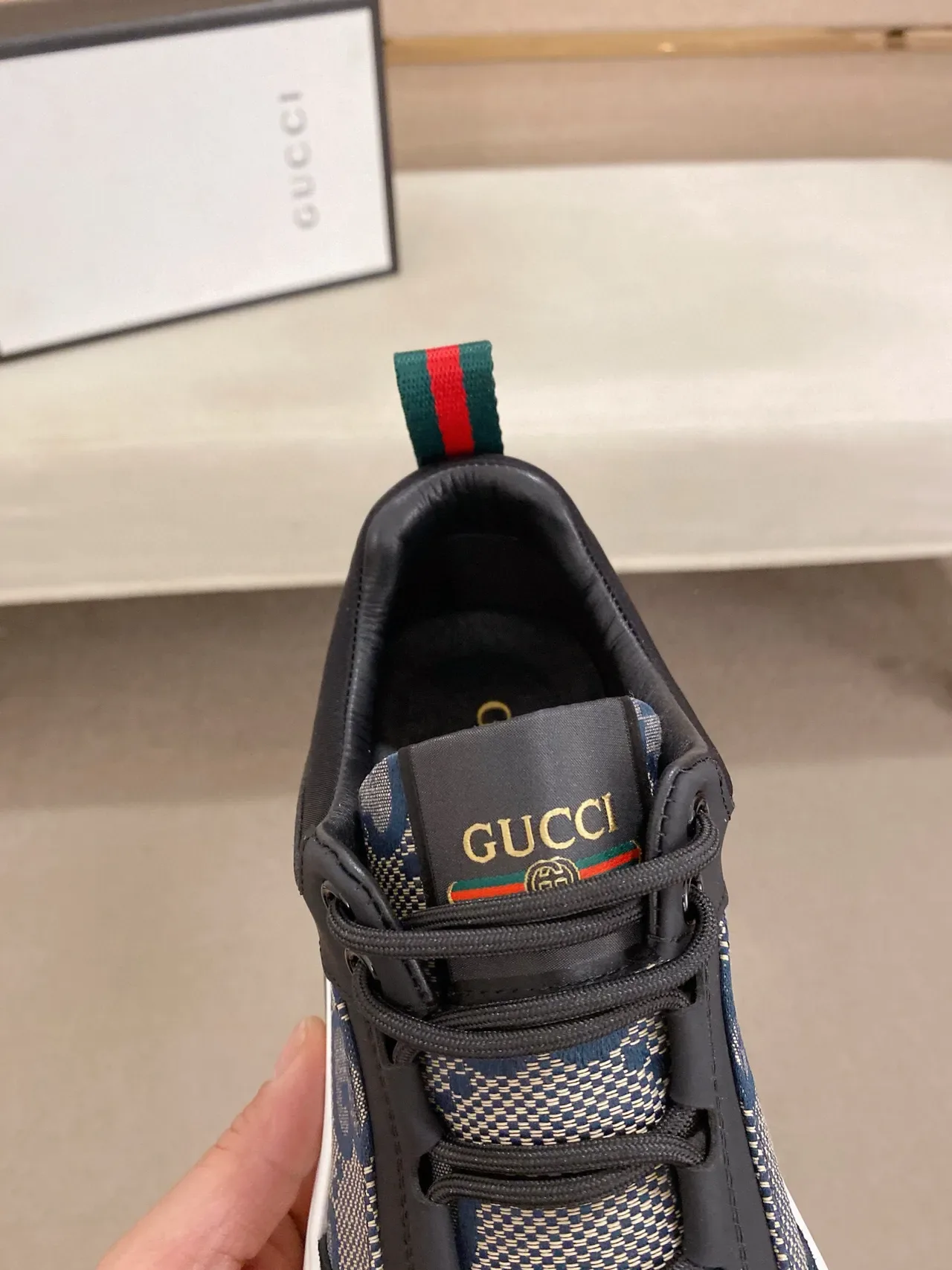 Gucci Screener GG Monogram Black and Blue Lifestyle Sneakers 6