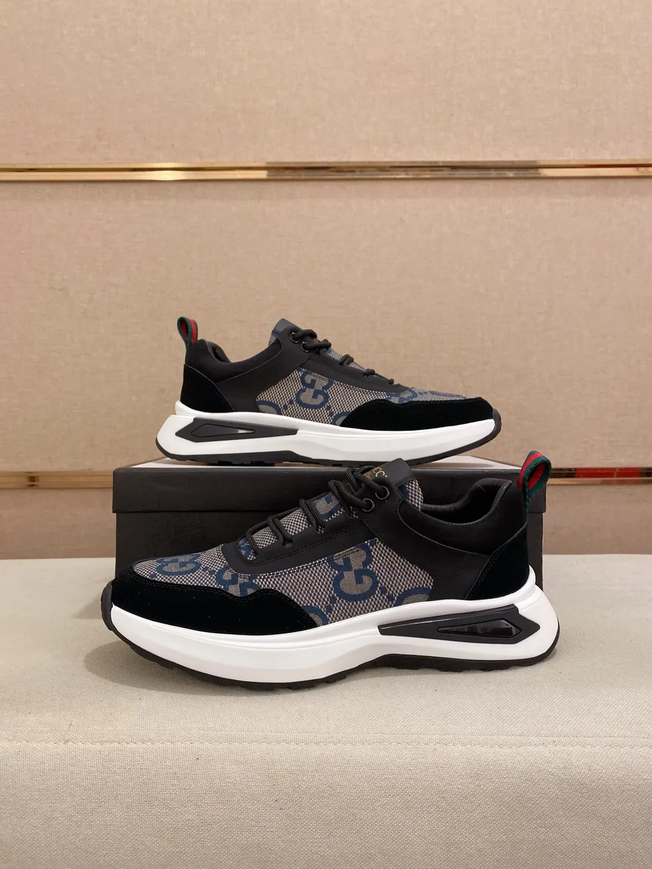 Gucci Screener GG Monogram Black and Blue Lifestyle Sneakers 7