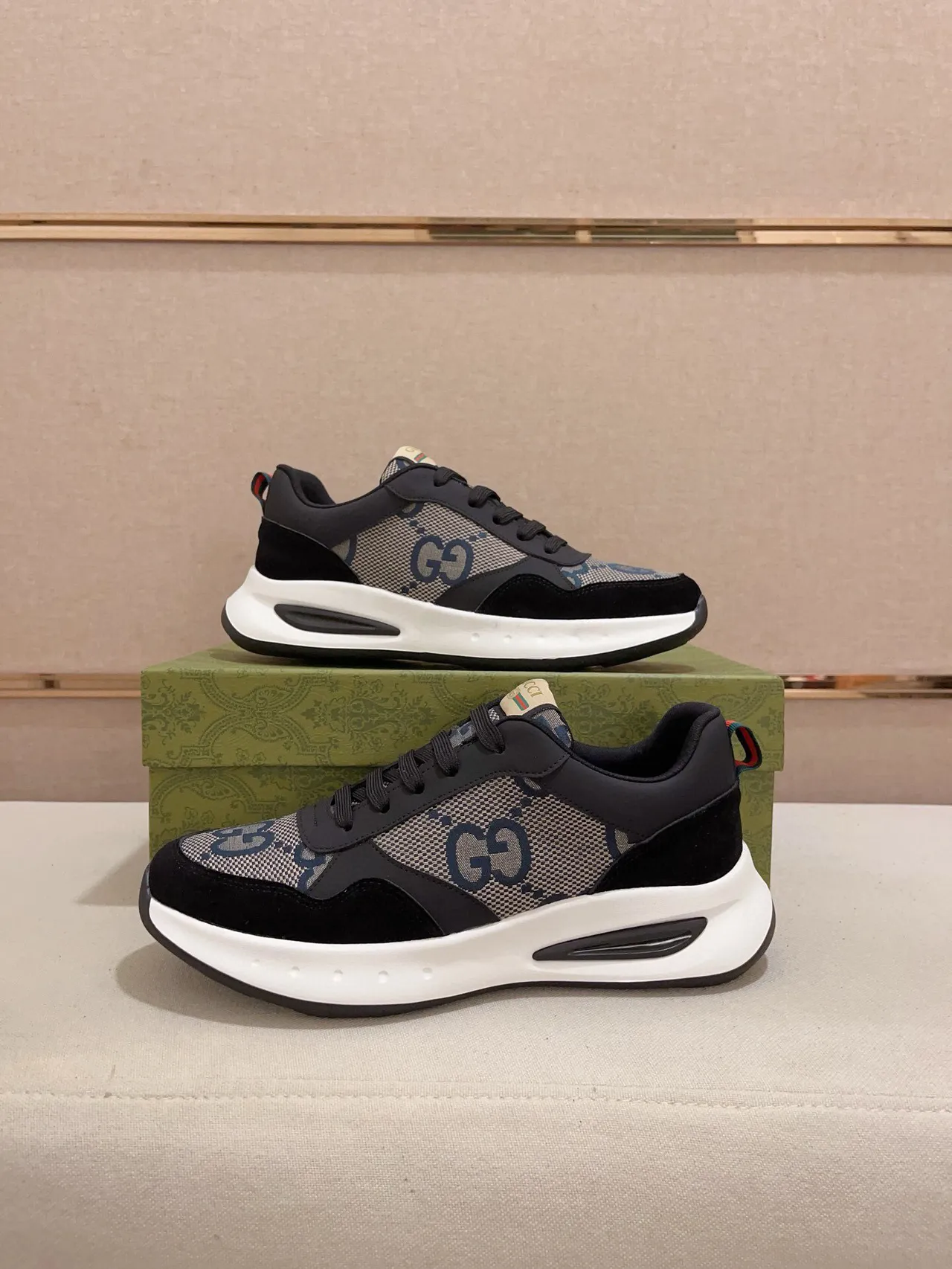 Gucci Screener GG Monogram Canvas and Suede Chunky Sneakers 2