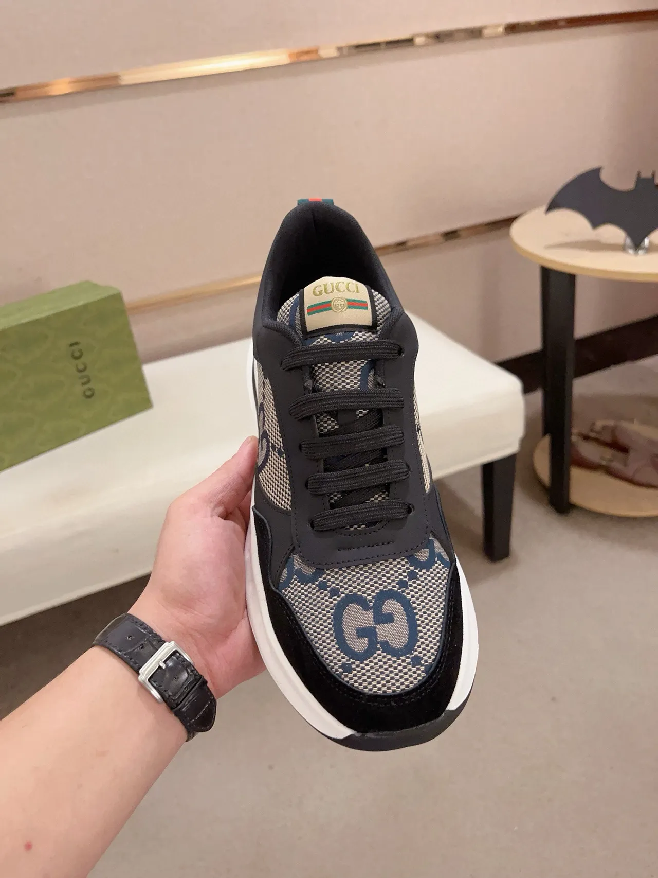 Gucci Screener GG Monogram Canvas and Suede Chunky Sneakers 3