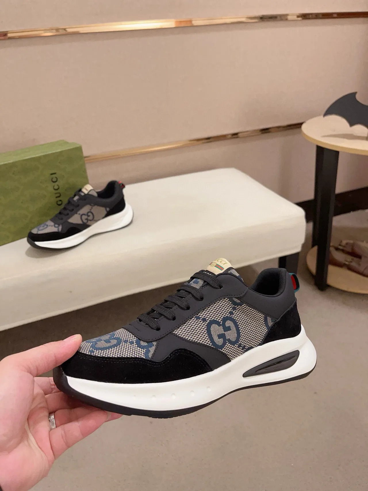 Gucci Screener GG Monogram Canvas and Suede Chunky Sneakers 4