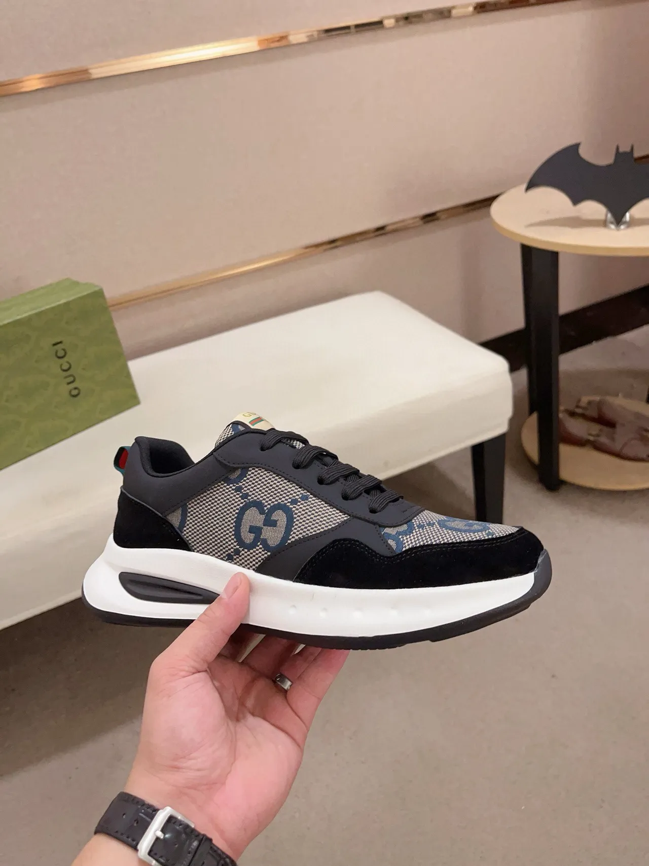 Gucci Screener GG Monogram Canvas and Suede Chunky Sneakers 5
