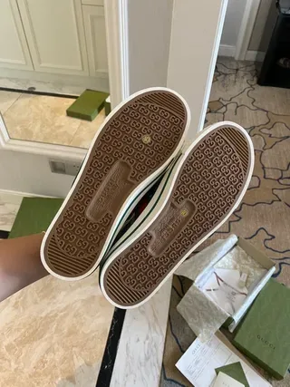 Gucci Screener Green GG Monogram Web Stripe Lifestyle Sneakers 5