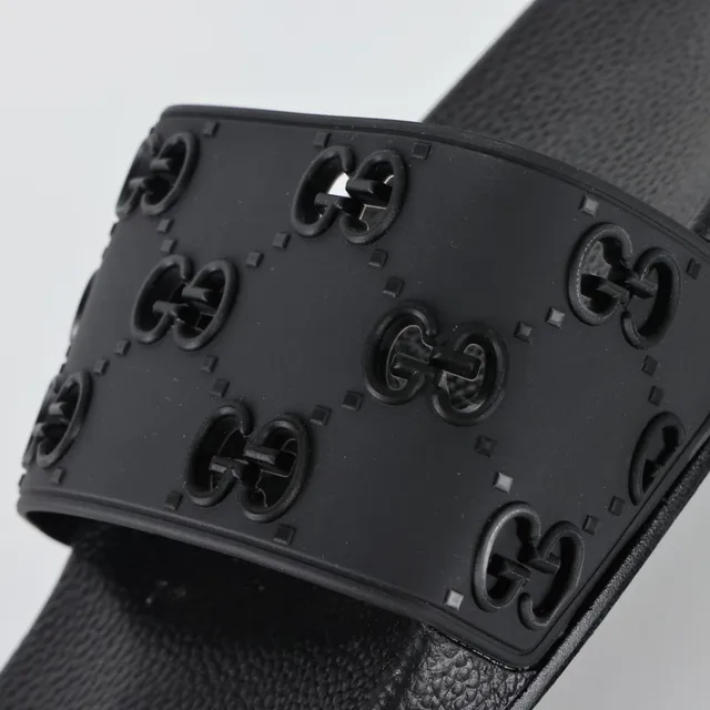 Gucci Screener Interlocking G Black Rubber Slide Slippers 6
