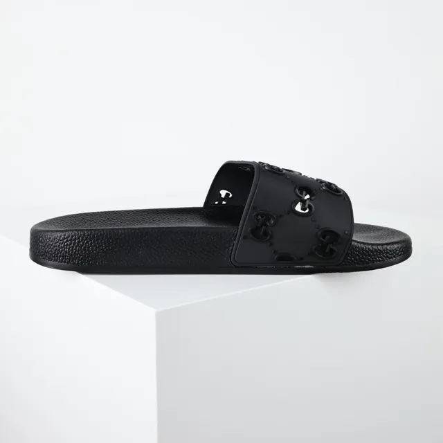 Gucci Screener Interlocking G Black Rubber Slide Slippers 7