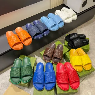 Gucci Screener Multicolor Embossed GG Monogram Single-Strap Slide Slippers