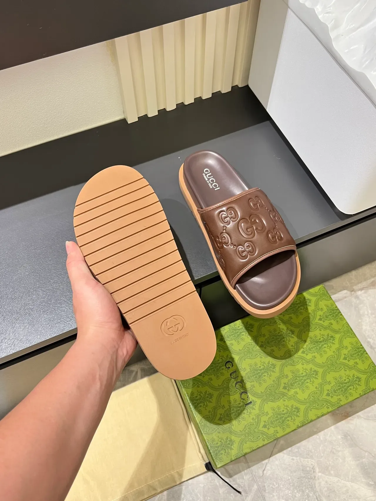 Gucci Screener Multicolor Embossed GG Monogram Single-Strap Slide Slippers 4