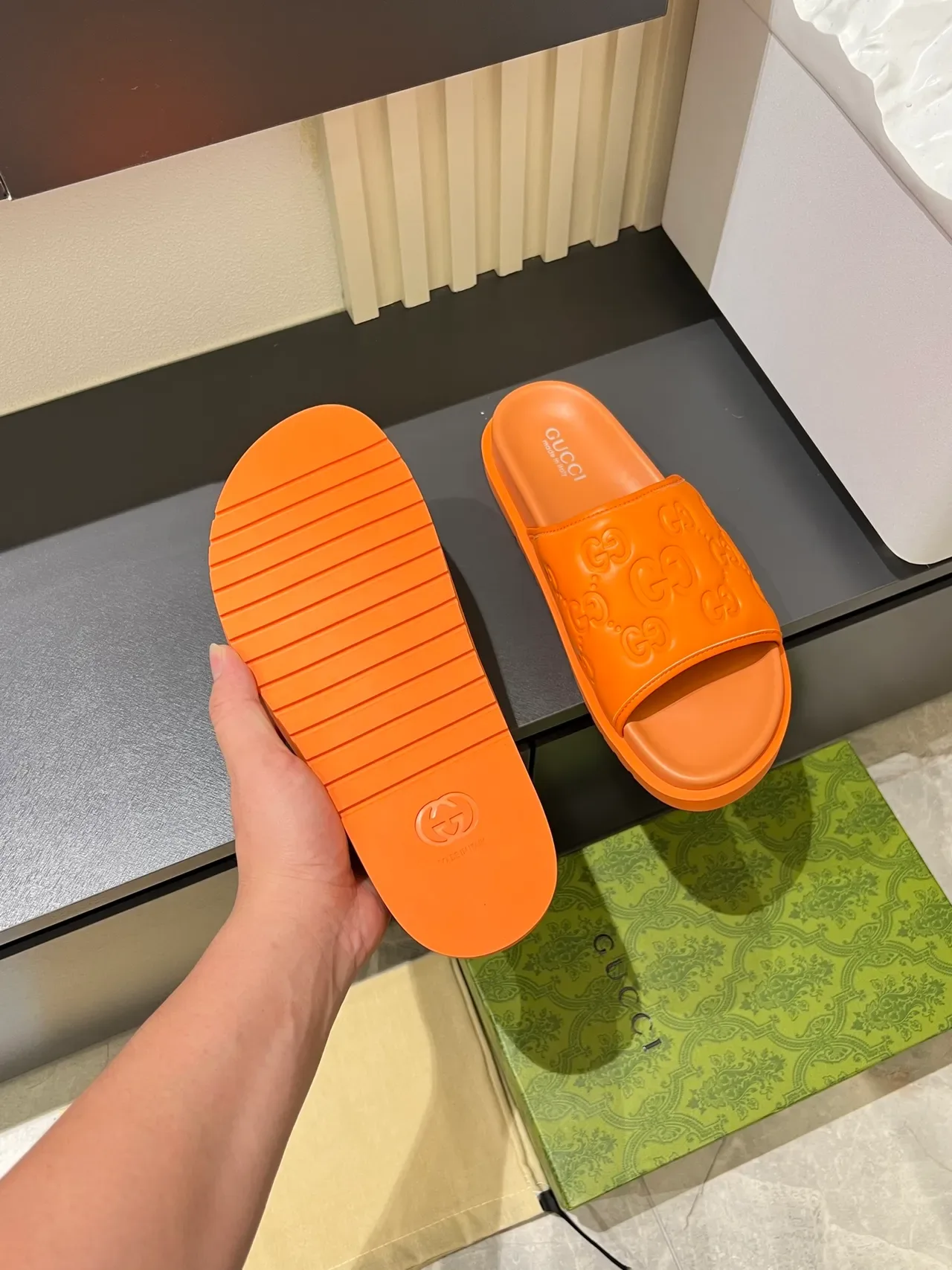 Gucci Screener Multicolor Embossed GG Monogram Single-Strap Slide Slippers 5