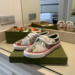 Gucci Screener Printed Canvas Velcro Strap Lifestyle Sneakers