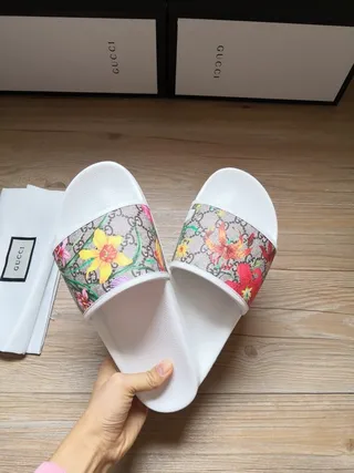 Gucci Screener White Multicolor Slide Silhouette GG Monogram Canvas Slippers 4