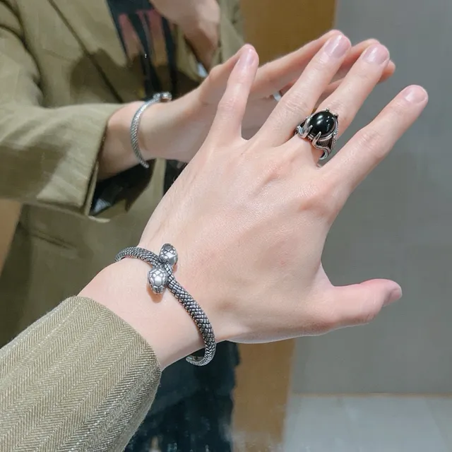 Gucci Serpent Motif Silver and Gold-Tone Snake Bracelet 2