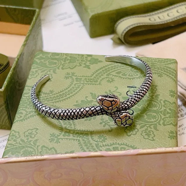 Gucci Serpent Motif Silver and Gold-Tone Snake Bracelet 3