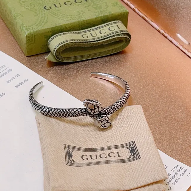 Gucci Serpent Motif Silver and Gold-Tone Snake Bracelet 5