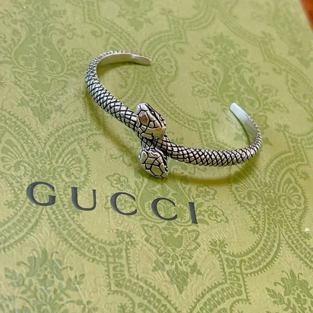 Gucci Serpent Motif Silver and Gold-Tone Snake Bracelet 6