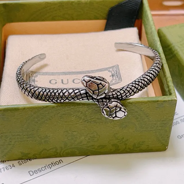 Gucci Serpent Motif Silver and Gold-Tone Snake Bracelet 8