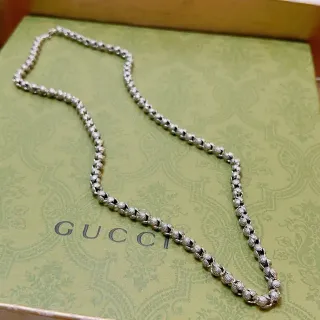 Gucci Silver Black Textured Spherical Links Oxidized Finish Jewelry